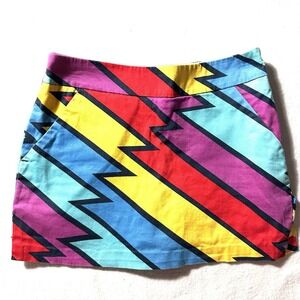 Loudmouth Golf Skort Sz 2 Captain Thunderbolt Rainbow Lightning Retro Skirt Shor